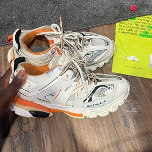 Balenciaga Dynamic White and Orange Sneakers